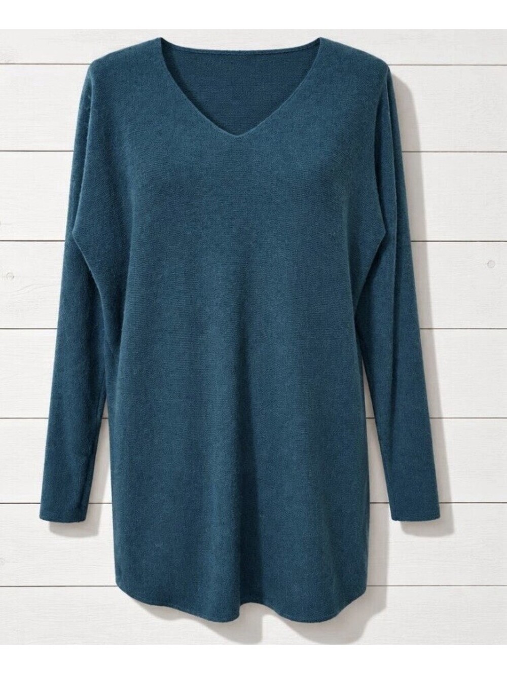 VINCE Women’s V-Neck Wool & Cashmere Tunic Sweater In Peacock-Size XS
